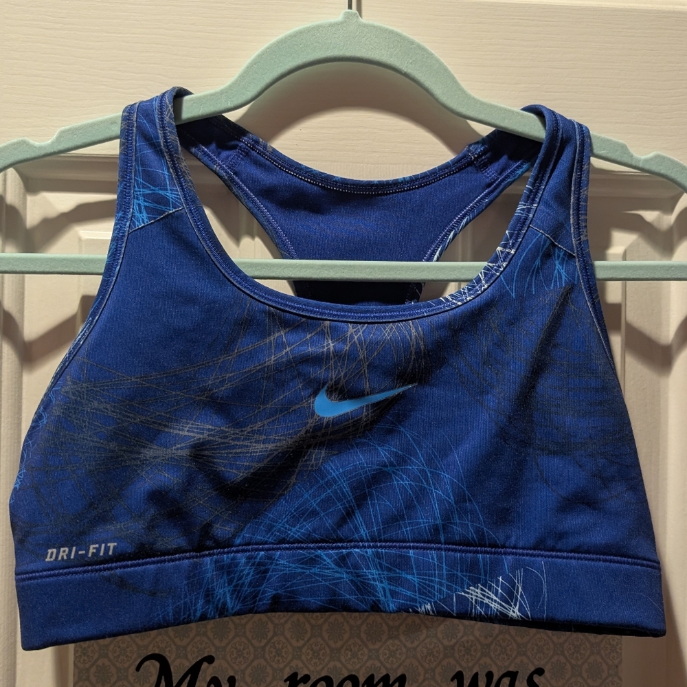 Blue And White Swirl Nike Sports Bra